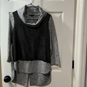 Chic Heather Gray and Black Cowl Neck Sweater